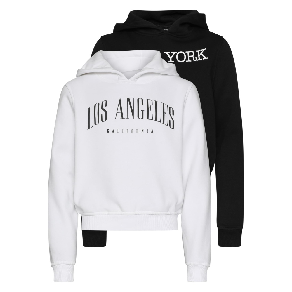 Urban Classics - 2-Pack - Los Angeles & New York Kinder Hoodie/Pullover - Schwarz/Weiß